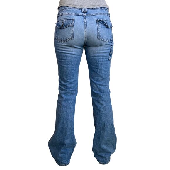 Old Navy Sz 6 Vtg Y2K Low Rise Flared Jeans Light Wash Carpenter Streetwear - Picture 3 of 16